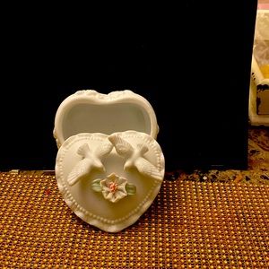 Heart shaped decorated trinket box